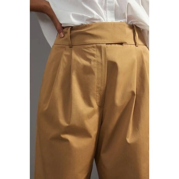 Anthropologie Exquise Lagenlook Barrel Leg Cotton Chino Ankle Crop Pants Size S - Picture 7 of 14